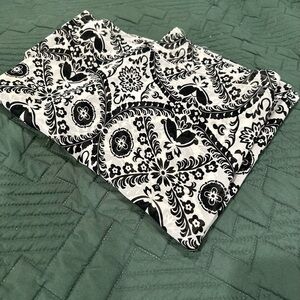 Black and White Patterned Fabric Scarf
